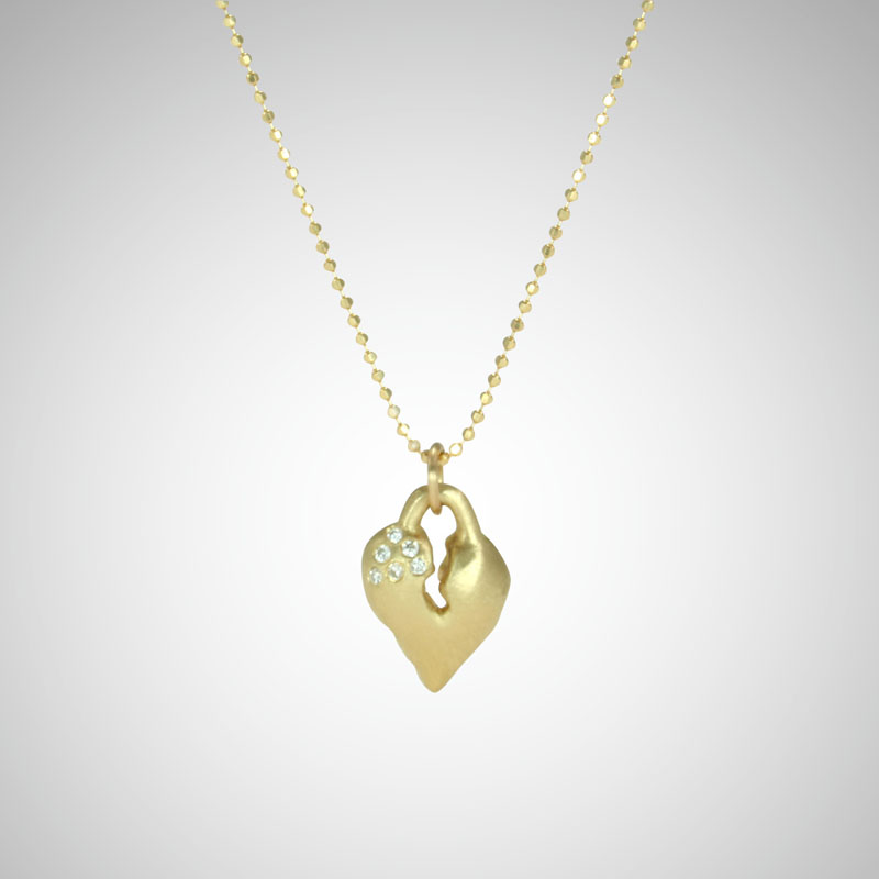 Small Yellow Gold Signature Heart with White Diamonds