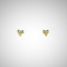 Tiny Yellow Gold Heart Post Earrings
