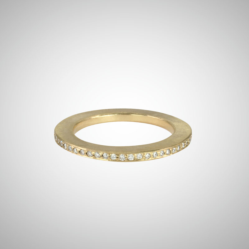 Skinny Yellow Gold Pave Eternity Band with White Diamonds