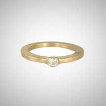 Skinny Yellow Gold Small White Diamond Single Stone Ring