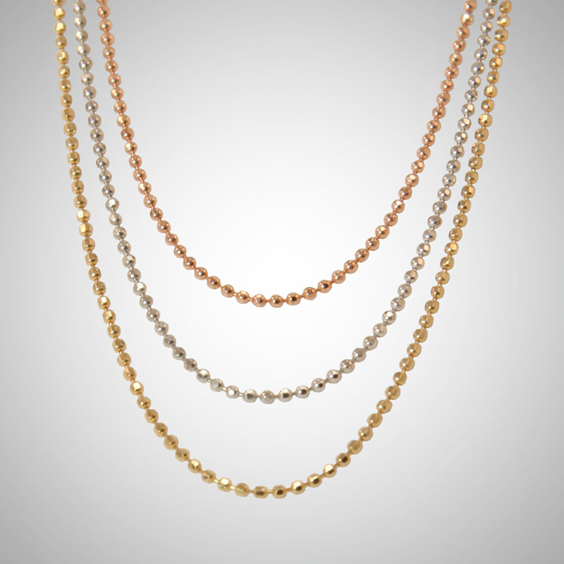 Rose Gold Facetted 1mm Ball Chain