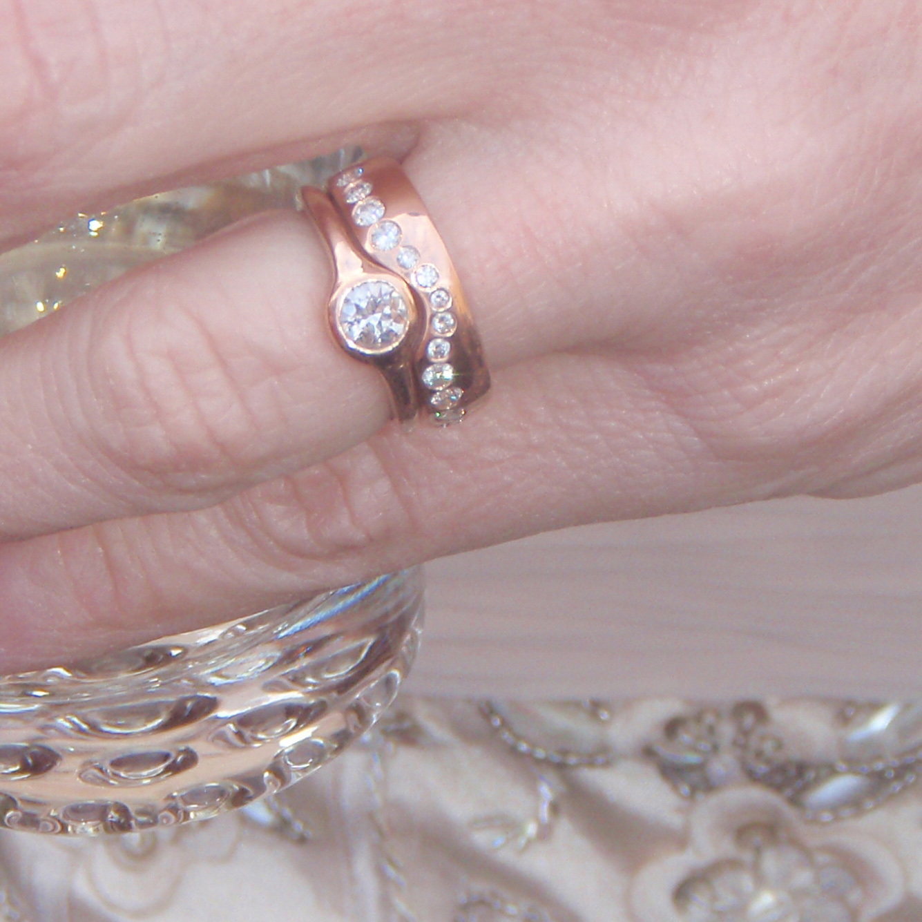 Custom Wedding Set in Rose Gold with Heirloom Diamonds