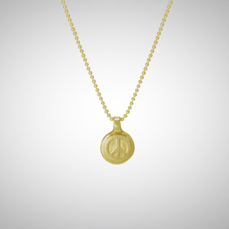 Small Yellow Gold Peace Tag