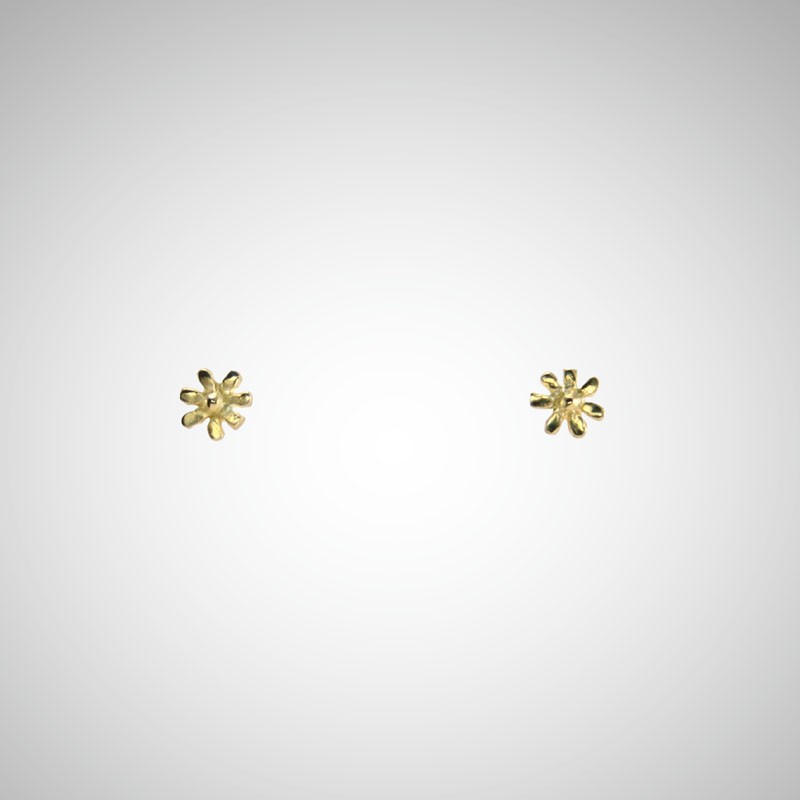 Tiny Yellow Gold Flower Post Earrings