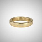 Medium Wide Yellow Gold Band with White Diamonds