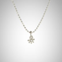 Tiny Silver Flower with White Diamond