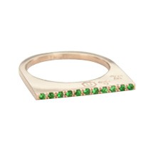 Super Flat Skinny Rose Gold Ring with 11 Tsavorite