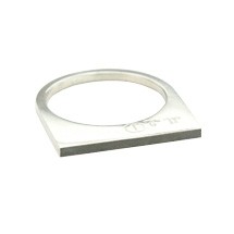 Super Flat Skinny Silver Ring with Blackened Silver Top