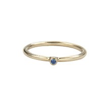 Super Skinny Yellow Gold Ring with a Blue Sapphire