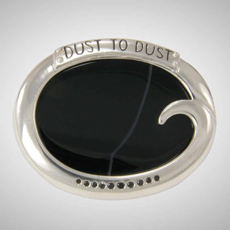 Custom Silver, Black Diamonds and Black Onyx Brooch