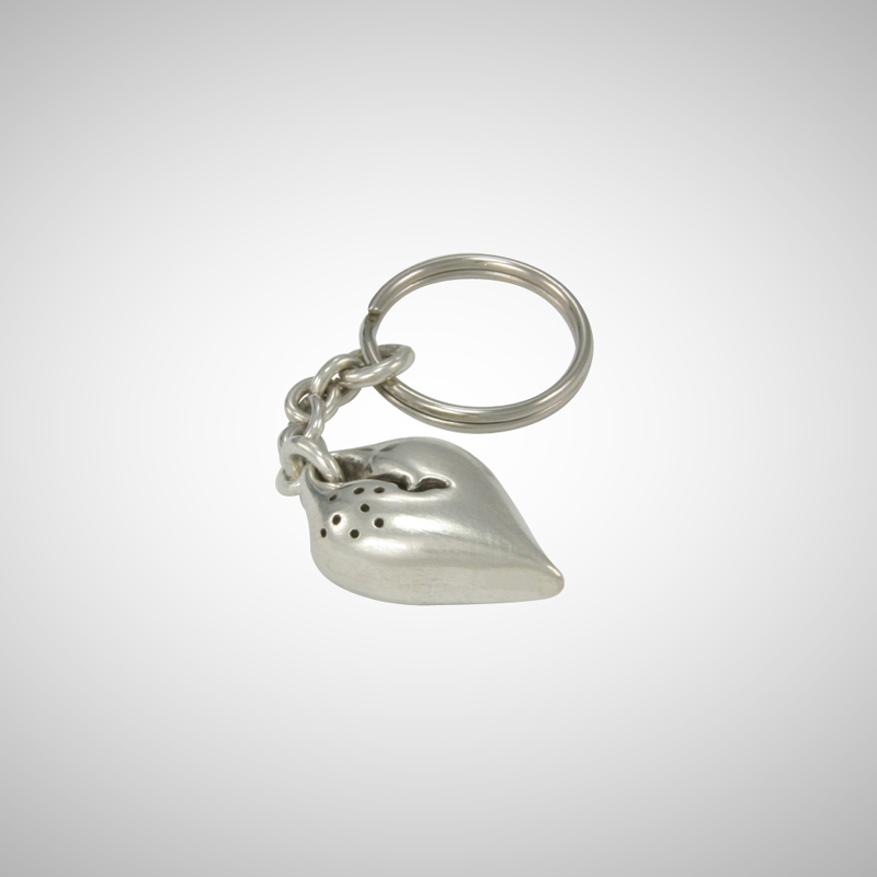 Large Silver Puffy Heart Key Ring