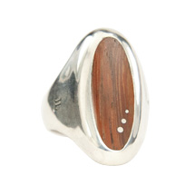 Reclaimed Wood Long Oval Machiche Signet Ring