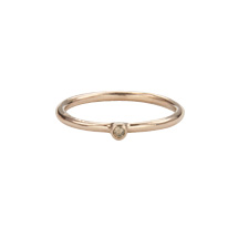 Super Skinny Rose Gold Ring with a Cognac Diamond