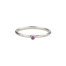 Super Skinny Silver Ring with a Pink Sapphire