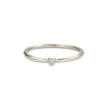 Super Skinny Silver Ring with a White Diamond