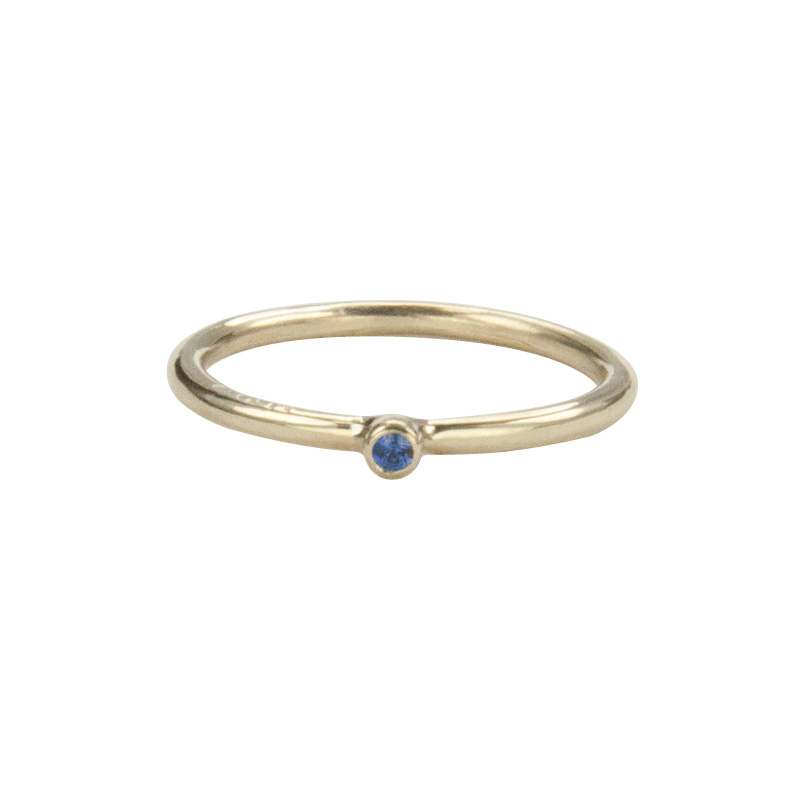 Super Skinny Yellow Gold Ring with a Blue Sapphire