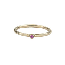 Super Skinny Yellow Gold Ring with a Pink Sapphire