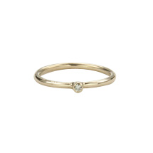 Super Skinny Yellow Gold Ring with a White Diamond