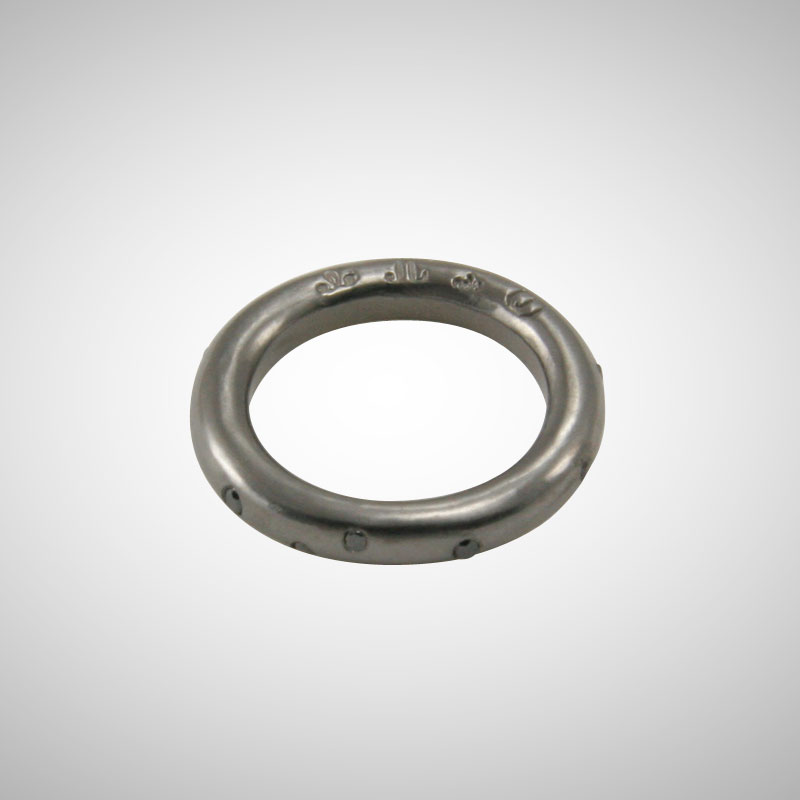 Thick Silver Stackable Ring plated with Black Rhodium with Black Diamonds