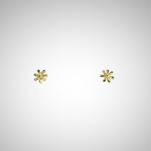 Tiny Yellow Gold Flower Post Earrings