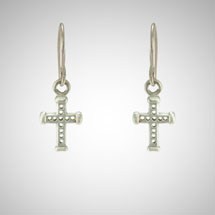 Silver Holy Cross Drop Earrings