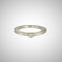 Skinny Sterling Silver Baby White Diamond Single Stone Ring