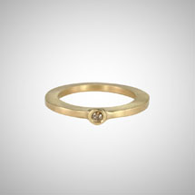 Skinny Yellow Gold Baby Cognac Diamond Single Stone Ring