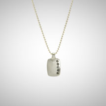 Small Silver Dog Tag with Black Diamonds
