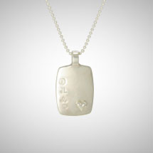 No 4 Silver Dog Tag Featuring Tiny Silver Heart Charm