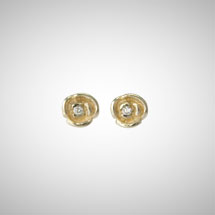 Yellow Gold Rosette Posts with Diamonds